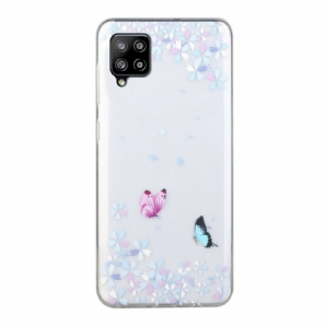 Hülle Für Samsung Galaxy A12 / M12 Transparente Schmetterlinge Und Blumen