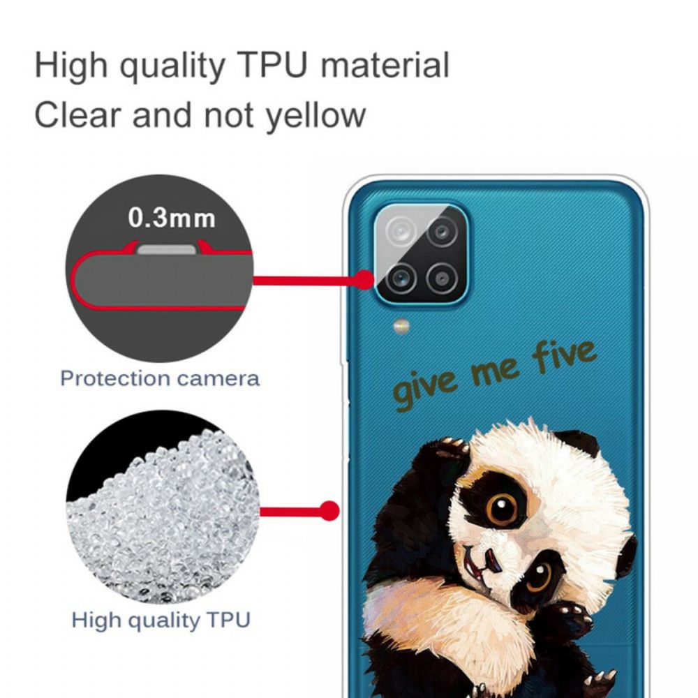 Hülle Für Samsung Galaxy A12 / M12 Transparenter Panda Gib Mir Fünf