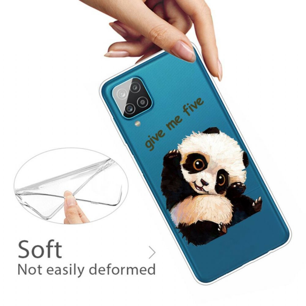 Hülle Für Samsung Galaxy A12 / M12 Transparenter Panda Gib Mir Fünf