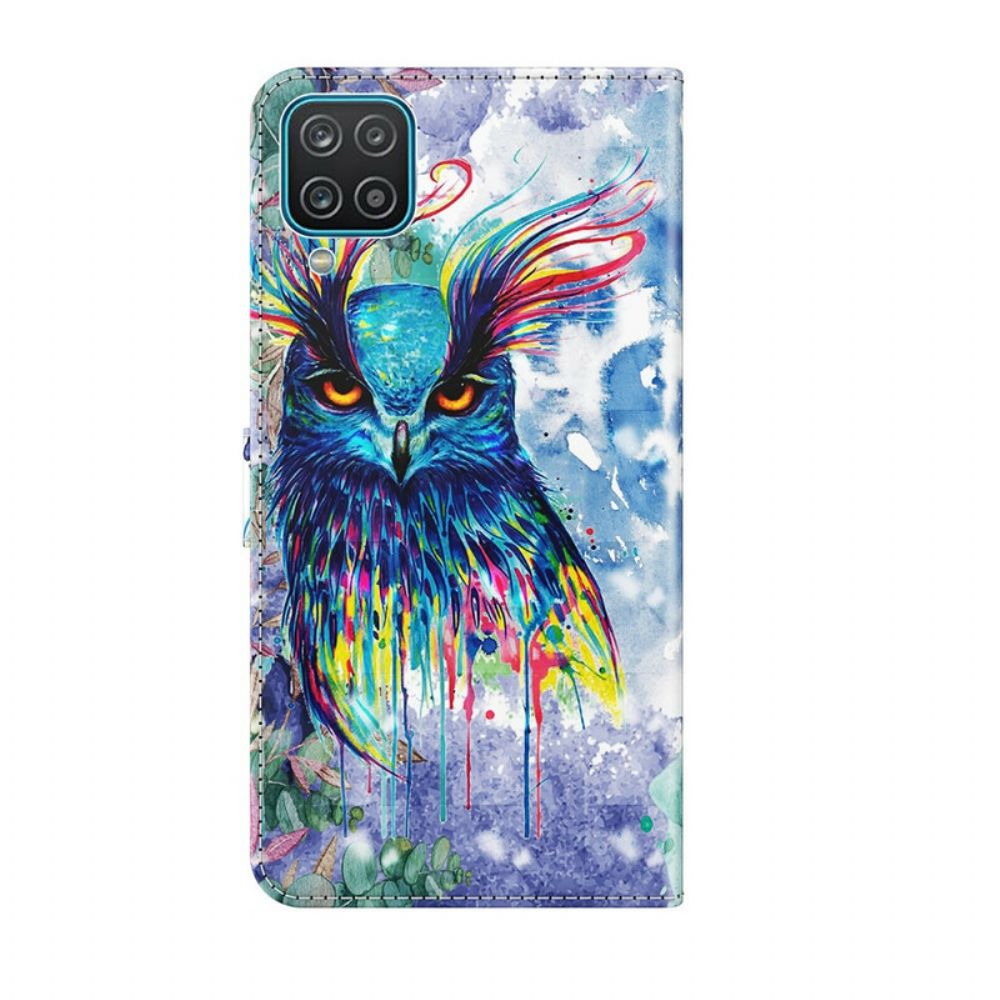 Lederhüllen Für Samsung Galaxy A12 / M12 Aquarell Vogel