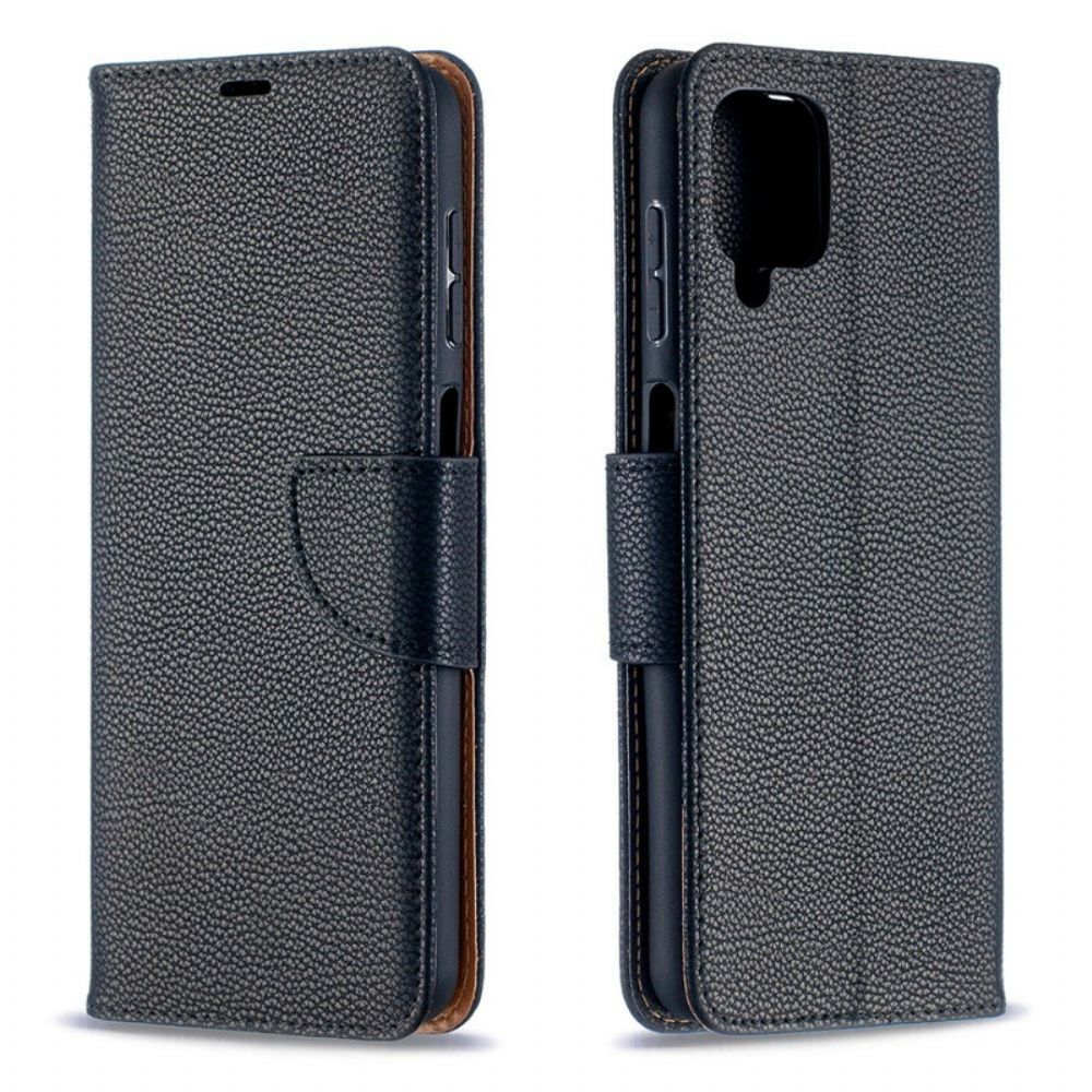 Lederhüllen Für Samsung Galaxy A12 / M12 Flip Case Litschi-klappe Schräg