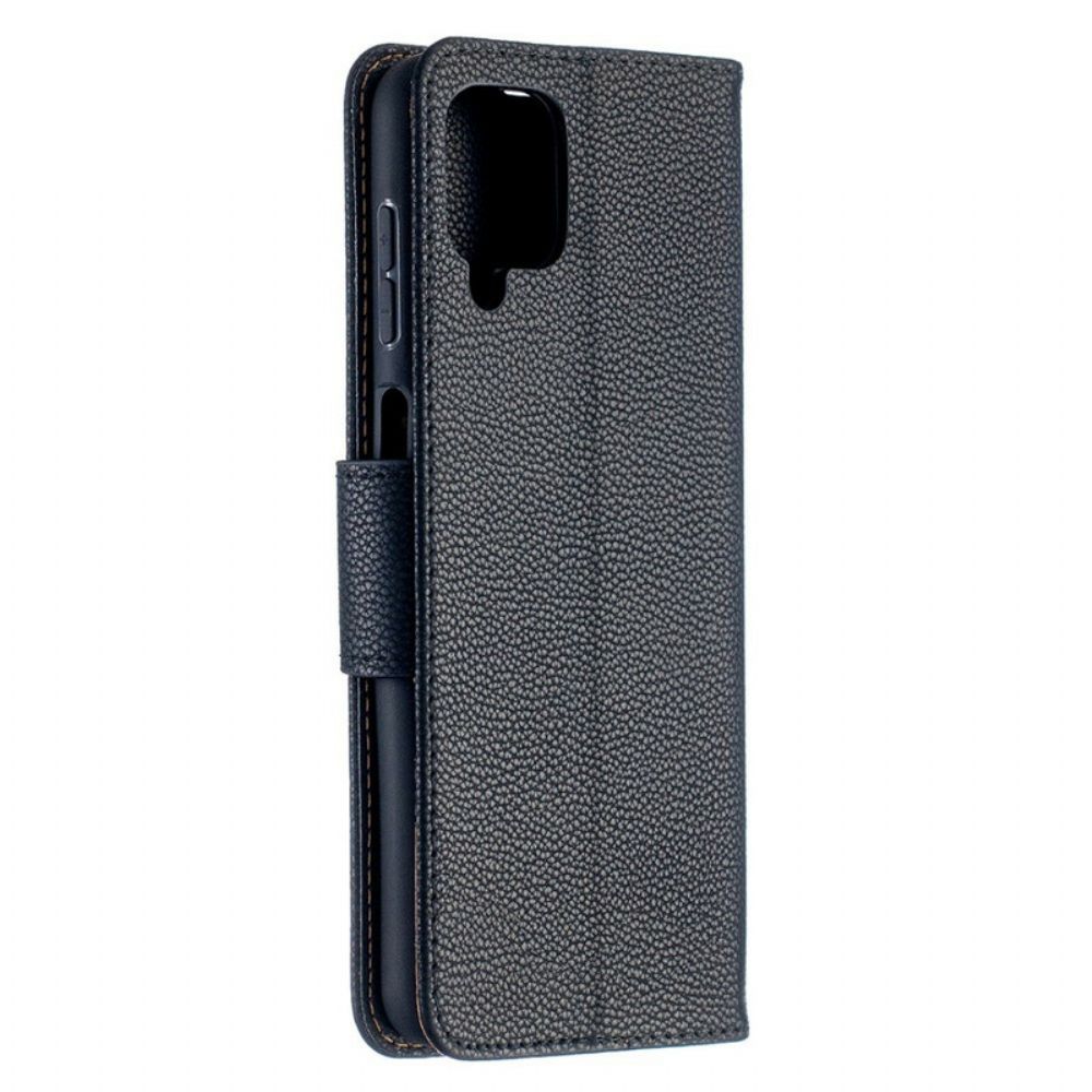 Lederhüllen Für Samsung Galaxy A12 / M12 Flip Case Litschi-klappe Schräg