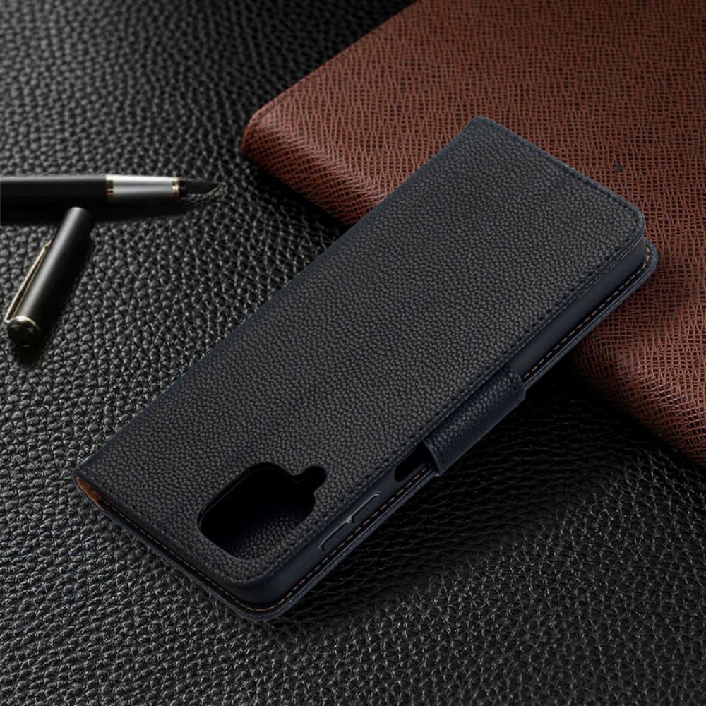 Lederhüllen Für Samsung Galaxy A12 / M12 Flip Case Litschi-klappe Schräg