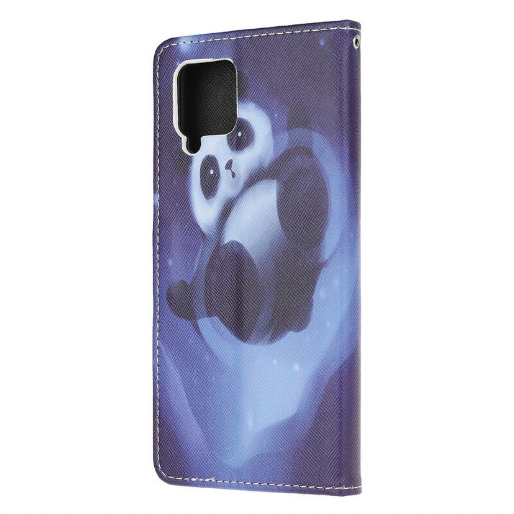 Lederhüllen Für Samsung Galaxy A12 / M12 Mit Kordel Tanga Space Panda