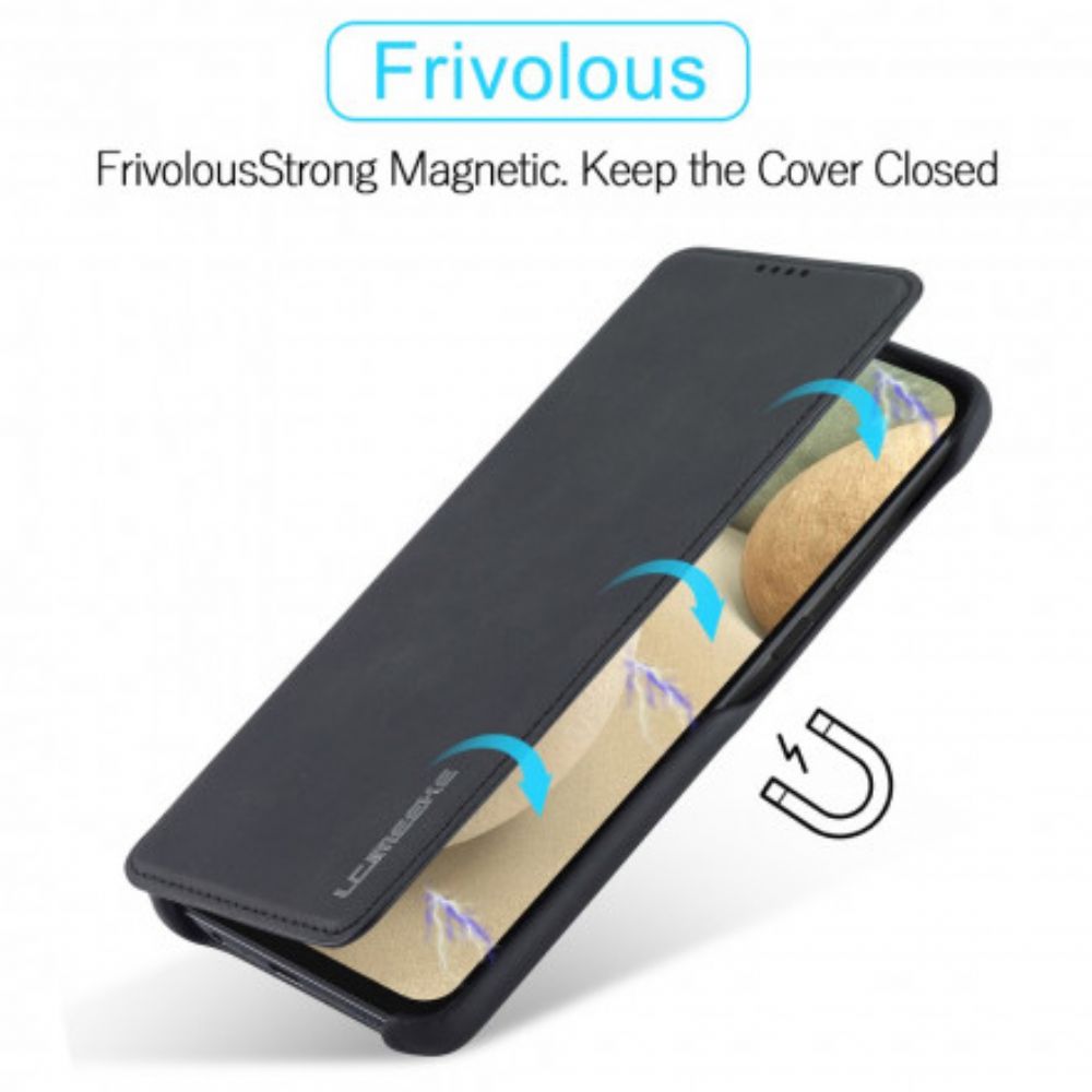 Schutzhülle Für Samsung Galaxy A12 / M12 Flip Case Lc.imeeke Einfacher Ledereffekt