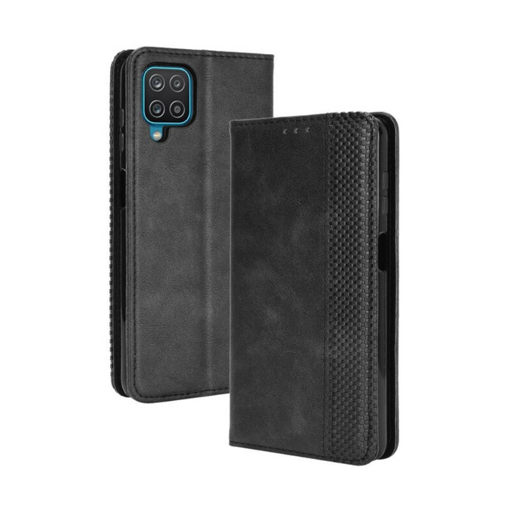 Schutzhülle Für Samsung Galaxy A12 / M12 Flip Case Stilisierter Vintage-ledereffekt