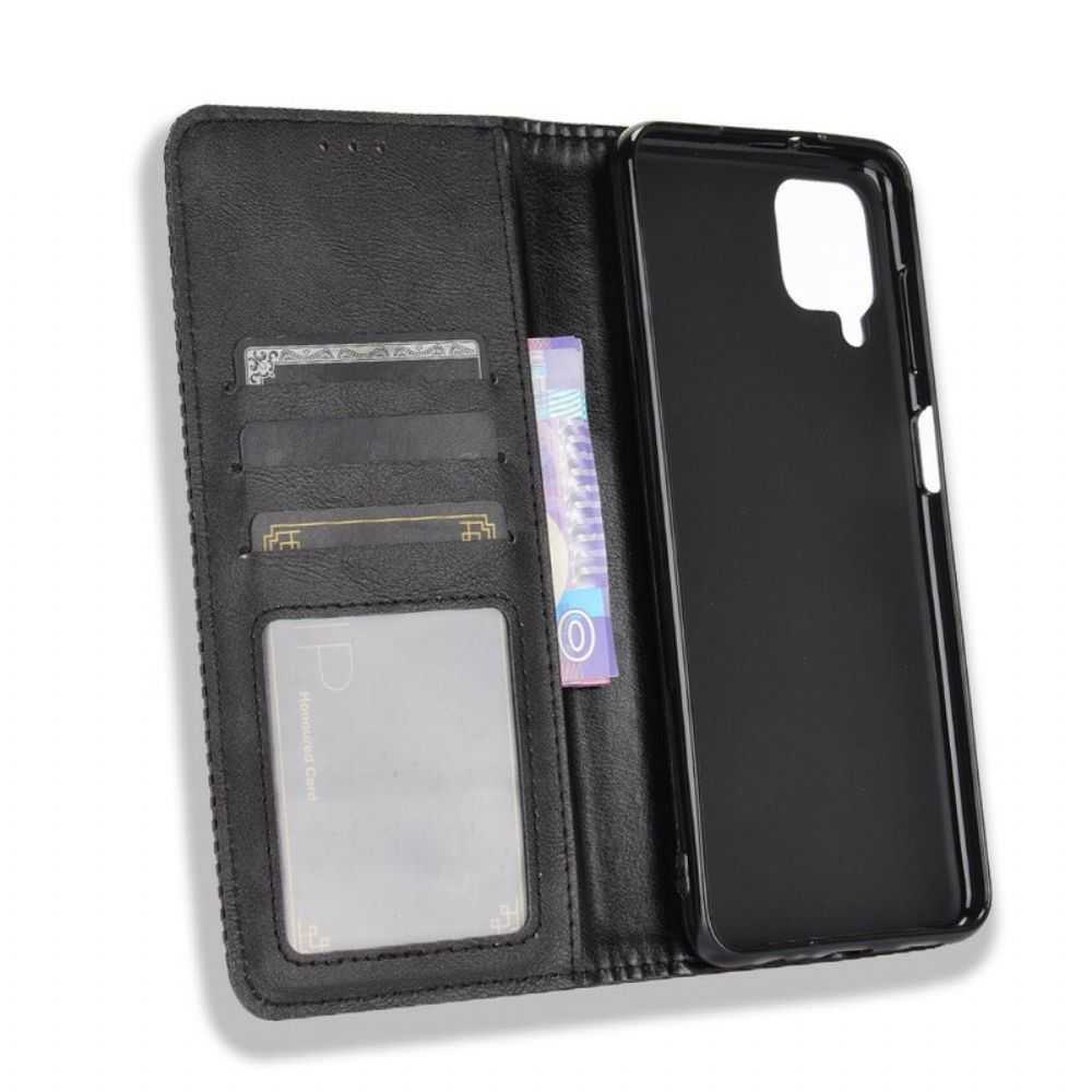 Schutzhülle Für Samsung Galaxy A12 / M12 Flip Case Stilisierter Vintage-ledereffekt