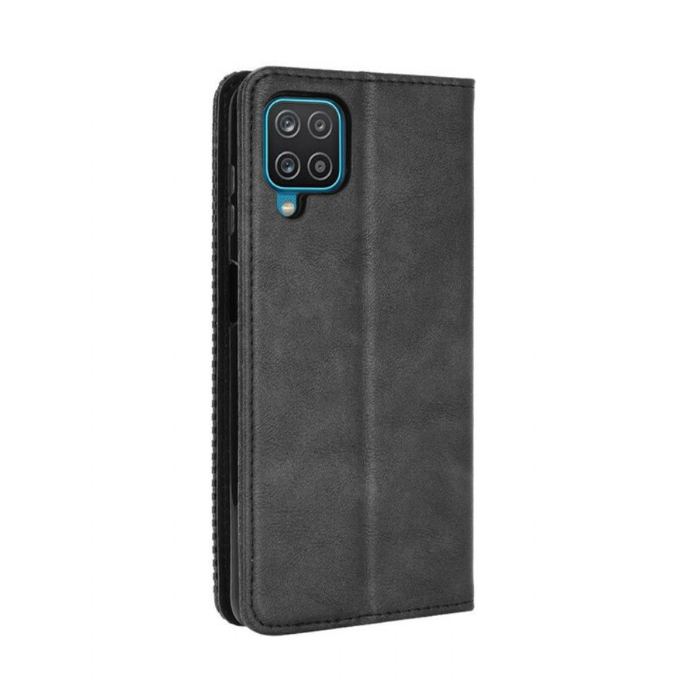 Schutzhülle Für Samsung Galaxy A12 / M12 Flip Case Stilisierter Vintage-ledereffekt