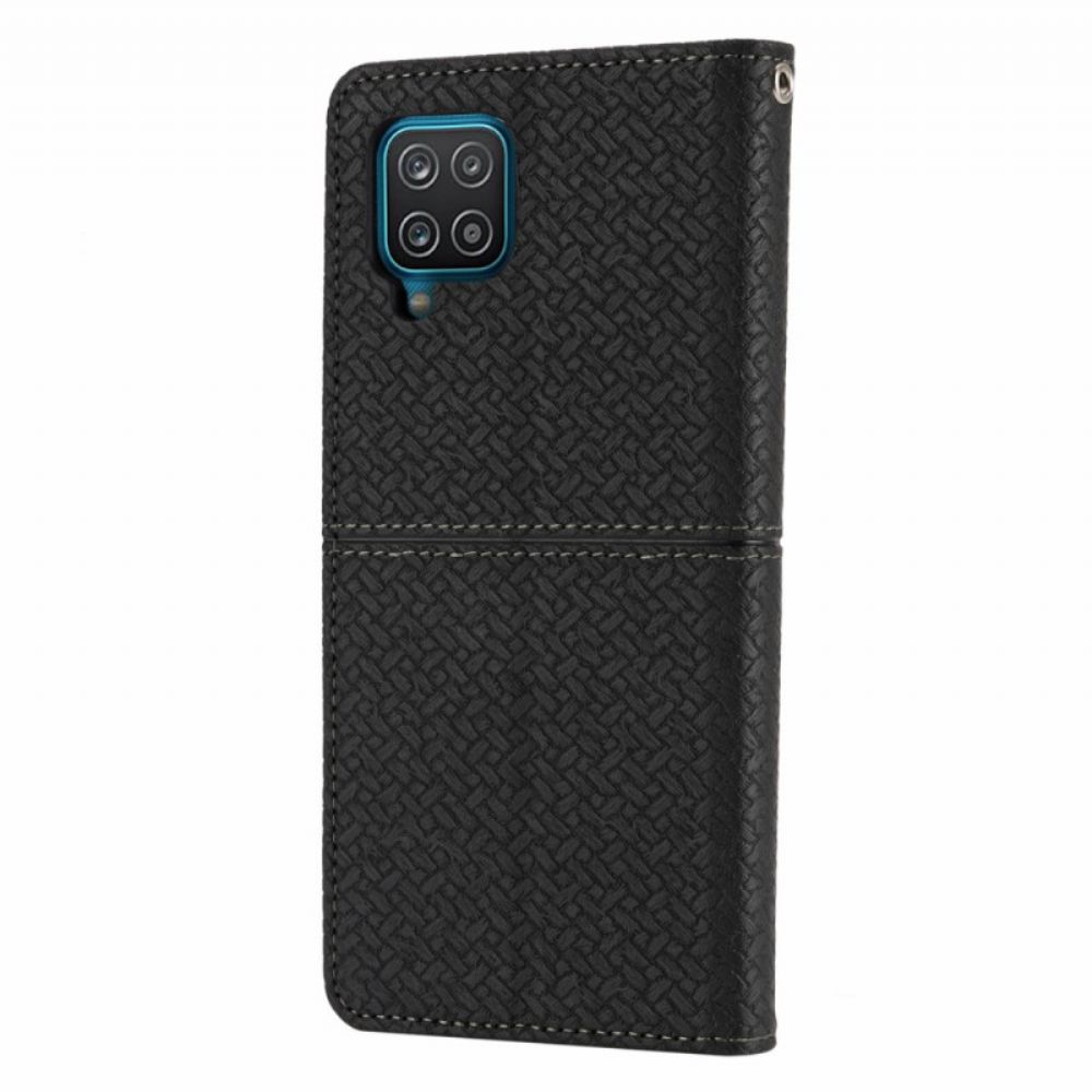 Schutzhülle Für Samsung Galaxy A12 / M12 Mit Kordel Flip Case Ausführung Mit Gewebtem Lederriemen