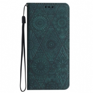 Flip Case Samsung Galaxy A55 5g Patchwork Mit Riemen