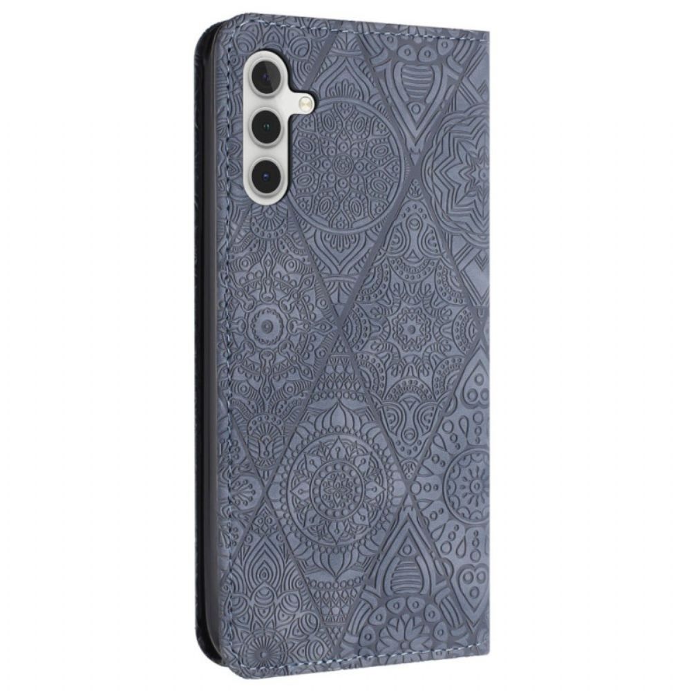 Flip Case Samsung Galaxy A55 5g Patchwork Mit Riemen