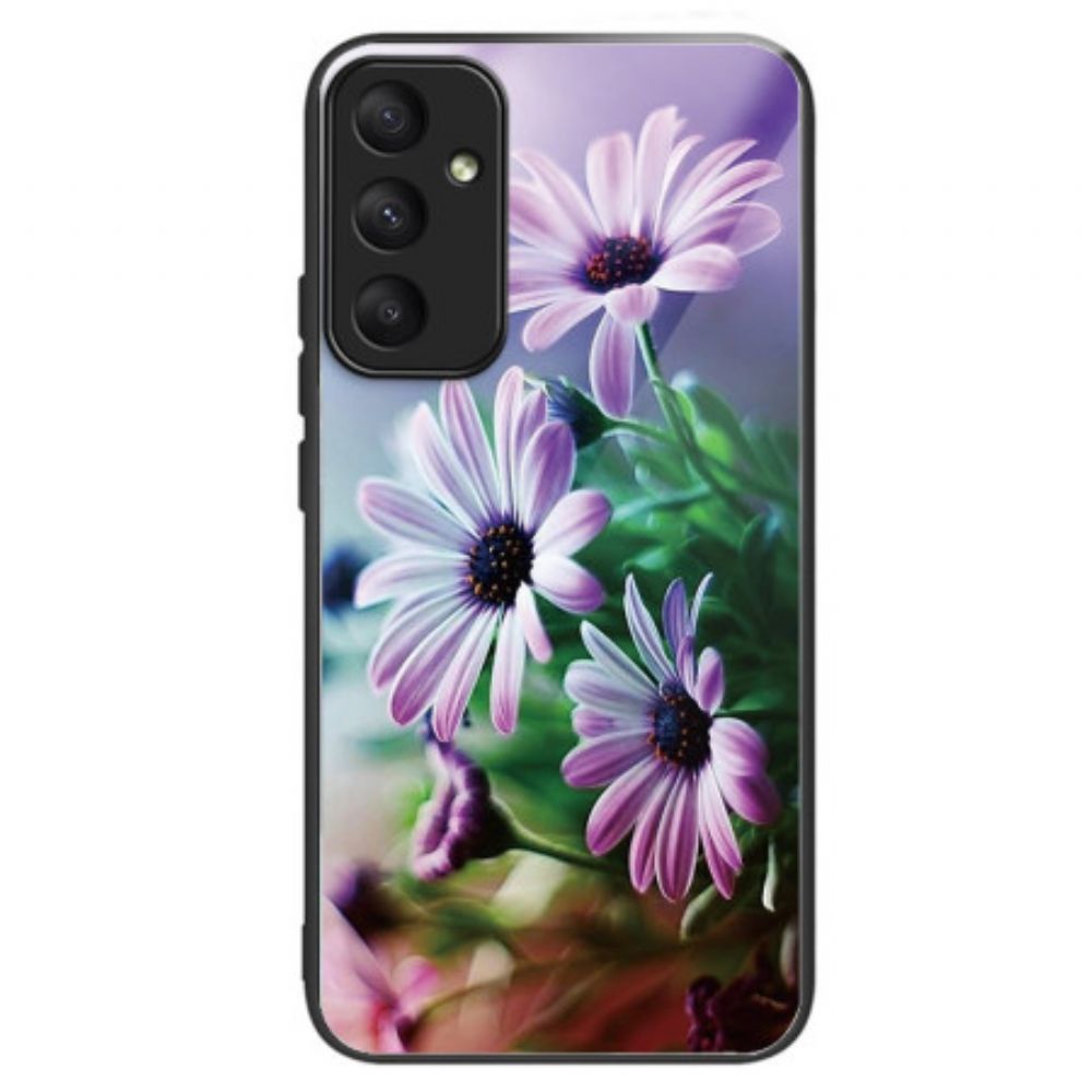 Hülle Samsung Galaxy A55 5g Gehärtetes Glas Mit Violetter Chrysantheme