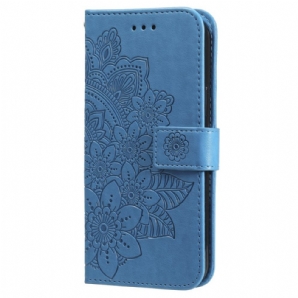 Lederhüllen Samsung Galaxy A55 5g Handyhülle Blumenmandala Mit Riemen