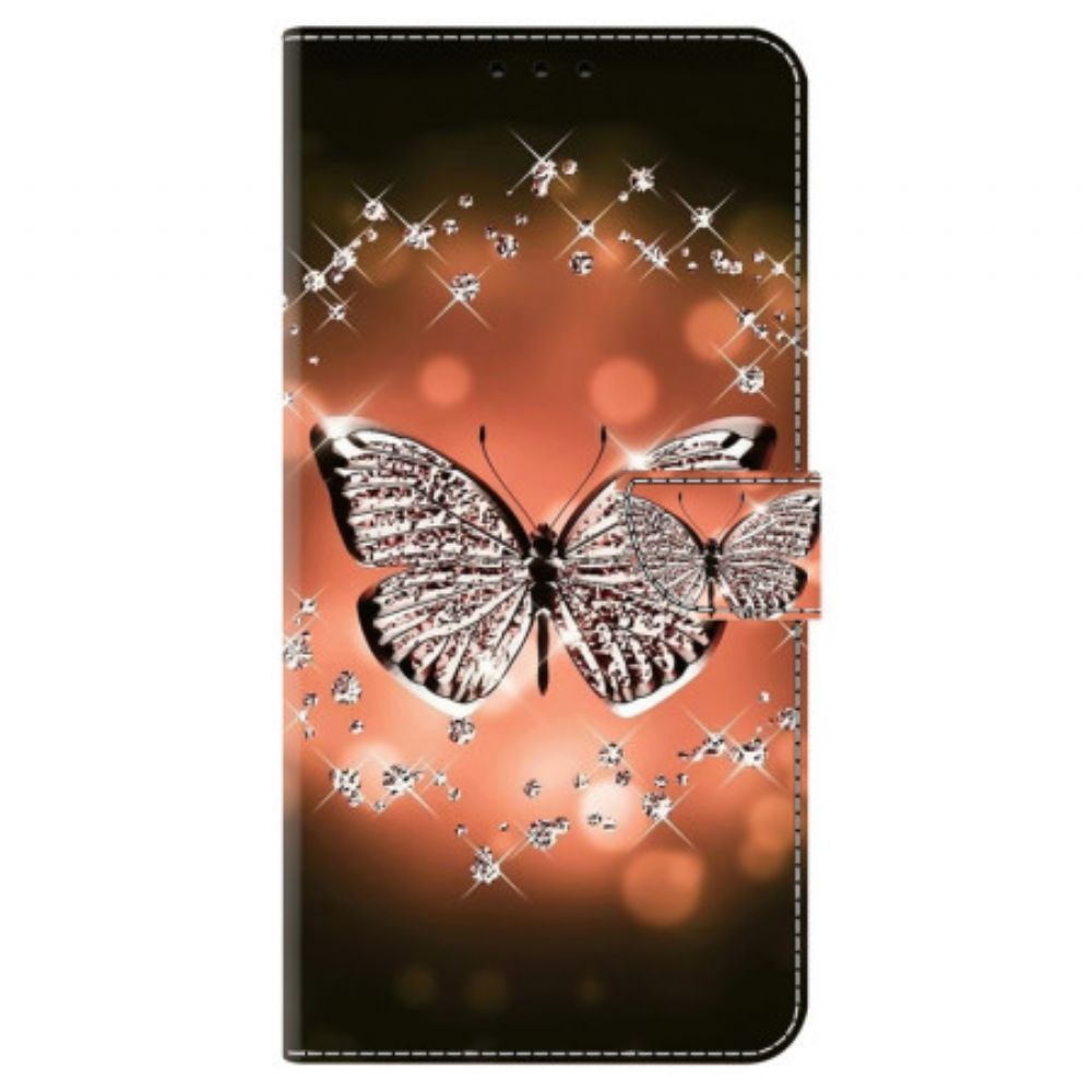 Lederhüllen Samsung Galaxy A55 5g Kristallschmetterling