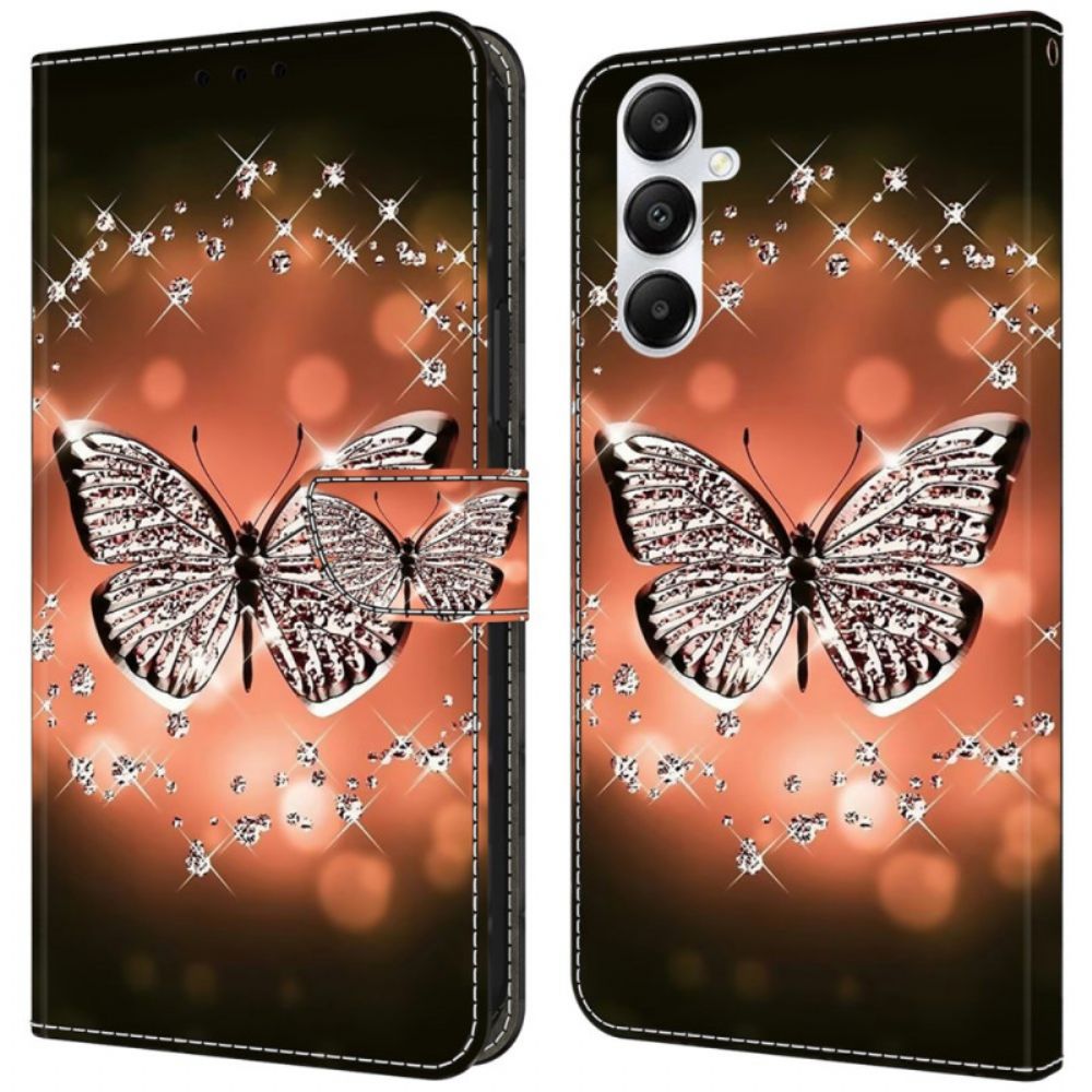 Lederhüllen Samsung Galaxy A55 5g Kristallschmetterling