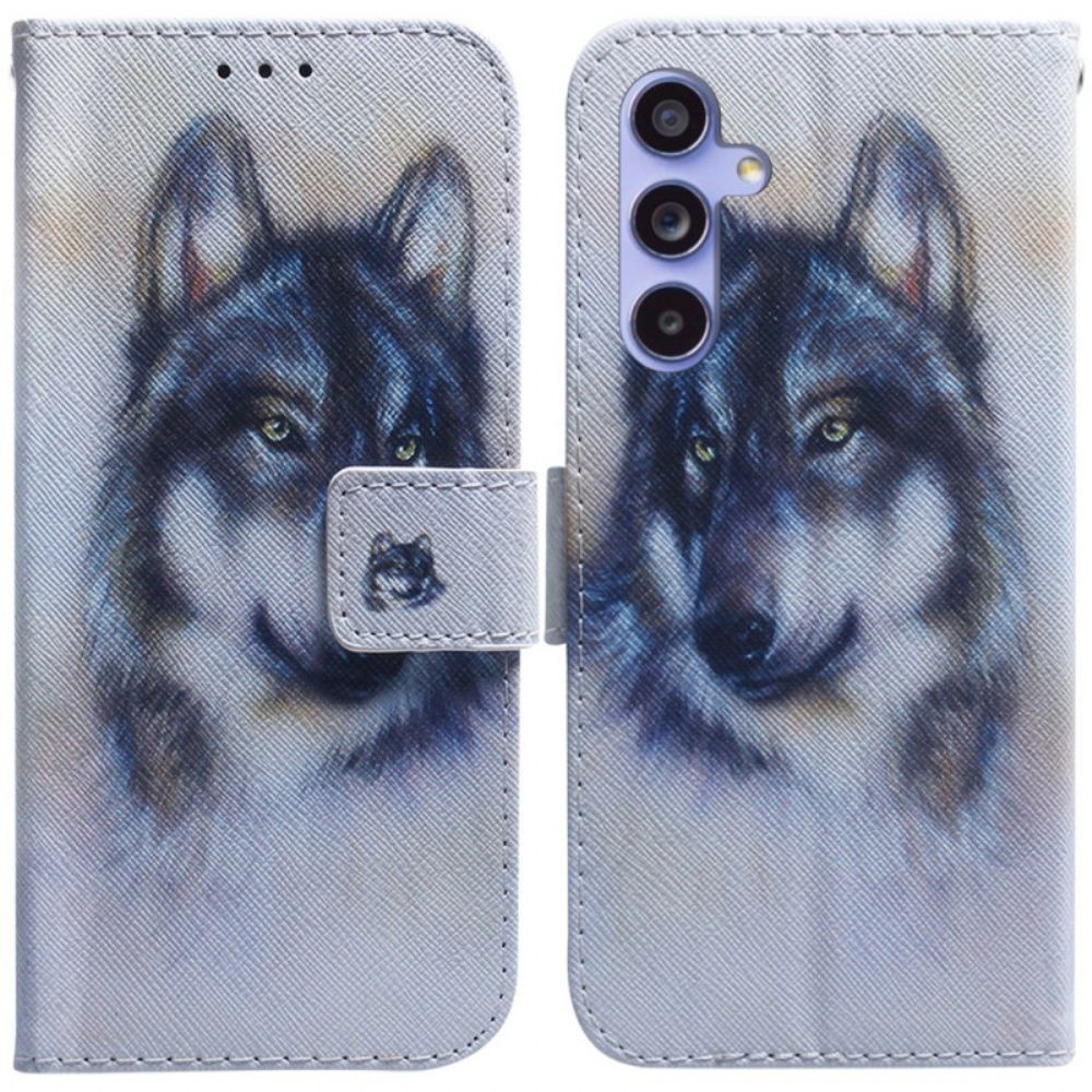 Lederhüllen Samsung Galaxy A55 5g Wolf-aquarell