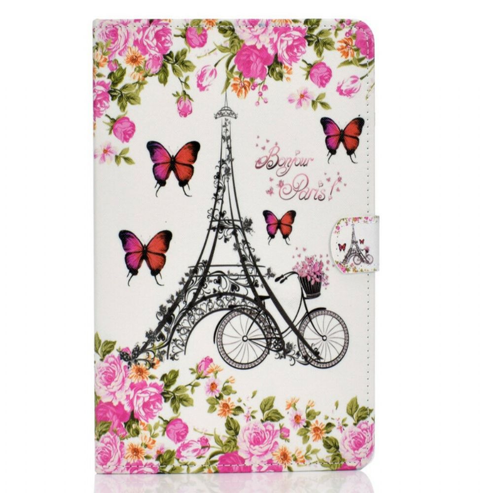 Flip Case Für Samsung Galaxy Tab A 10.1 (2024) Eiffelturm-fahrrad