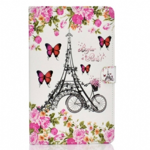 Flip Case Für Samsung Galaxy Tab A 10.1 (2024) Eiffelturm-fahrrad