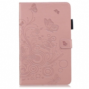 Flip Case Für Samsung Galaxy Tab A 10.1 (2024) Schmetterlinge Und Blumen