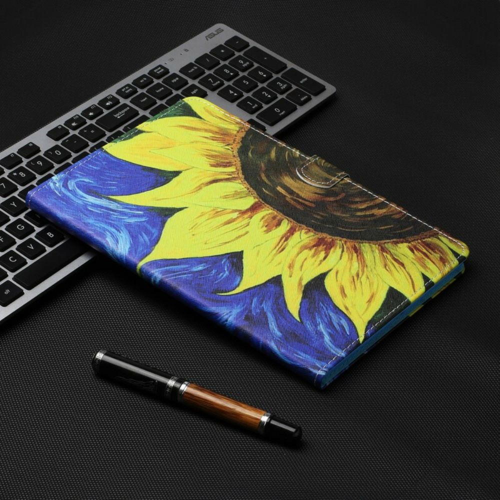 Lederhüllen Für Samsung Galaxy Tab A 10.1 (2024) Gemalte Sonnenblume