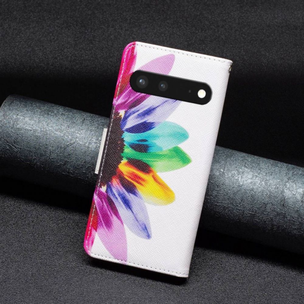 Flip Case Für Google Pixel 7 Aquarell Blume