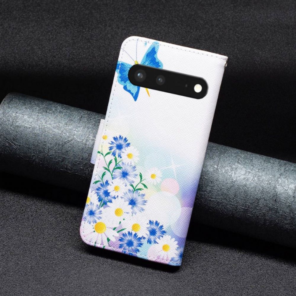 Flip Case Für Google Pixel 7 Aquarell Schmetterlinge