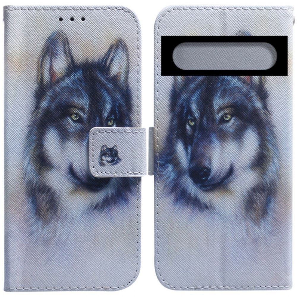 Lederhüllen Für Google Pixel 7 Aquarell Wolf