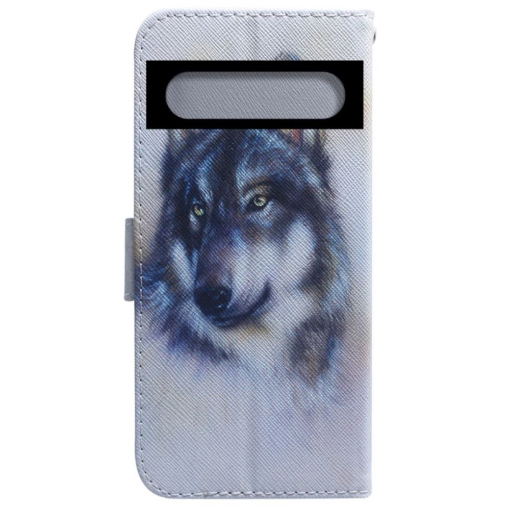 Lederhüllen Für Google Pixel 7 Aquarell Wolf