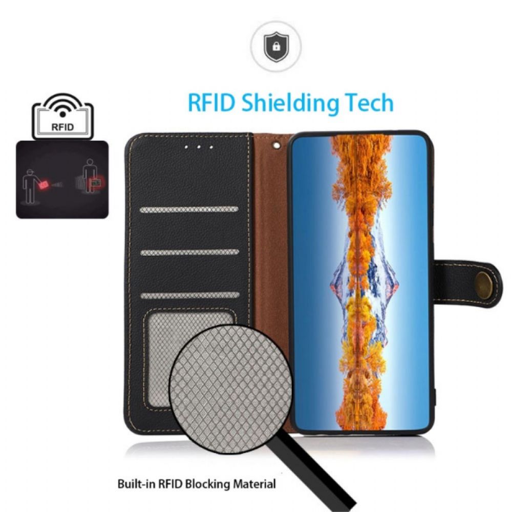 Flip Case Für Samsung Galaxy M33 5G Echtes Leder Khazneh Rfid