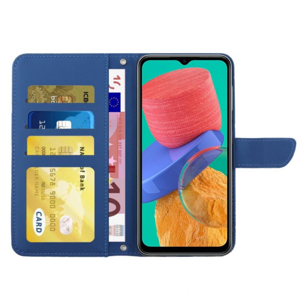 Flip Case Für Samsung Galaxy M33 5G Schmetterlinge Und Schulterriemen