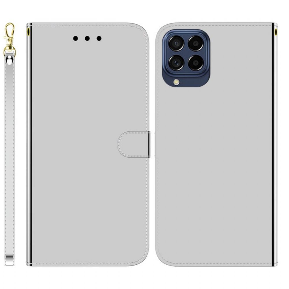 Flip Case Für Samsung Galaxy M33 5G Spiegel Und Umhängeband