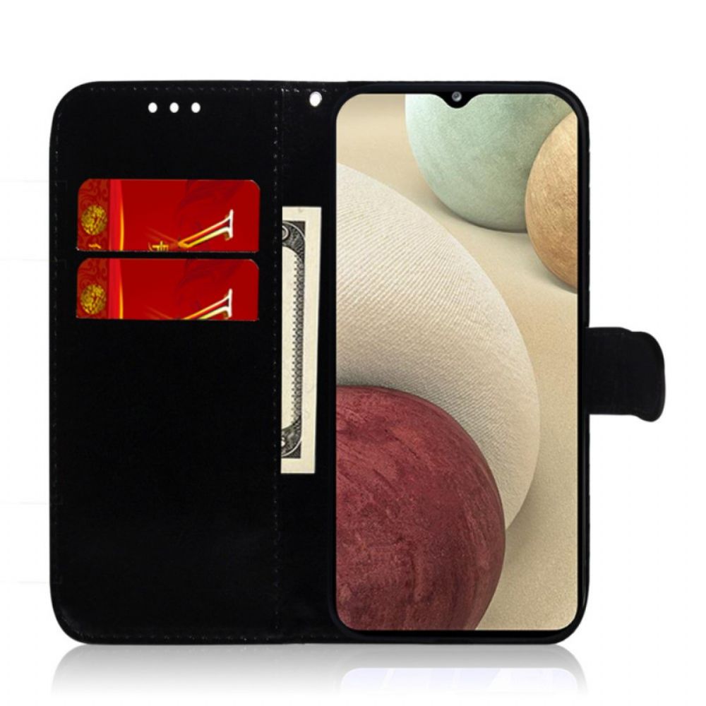 Flip Case Für Samsung Galaxy M33 5G Spiegel Und Umhängeband