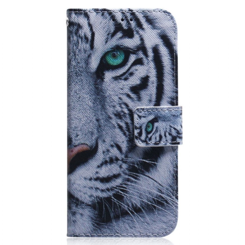 Flip Case Für Samsung Galaxy M33 5G Weißer Tiger