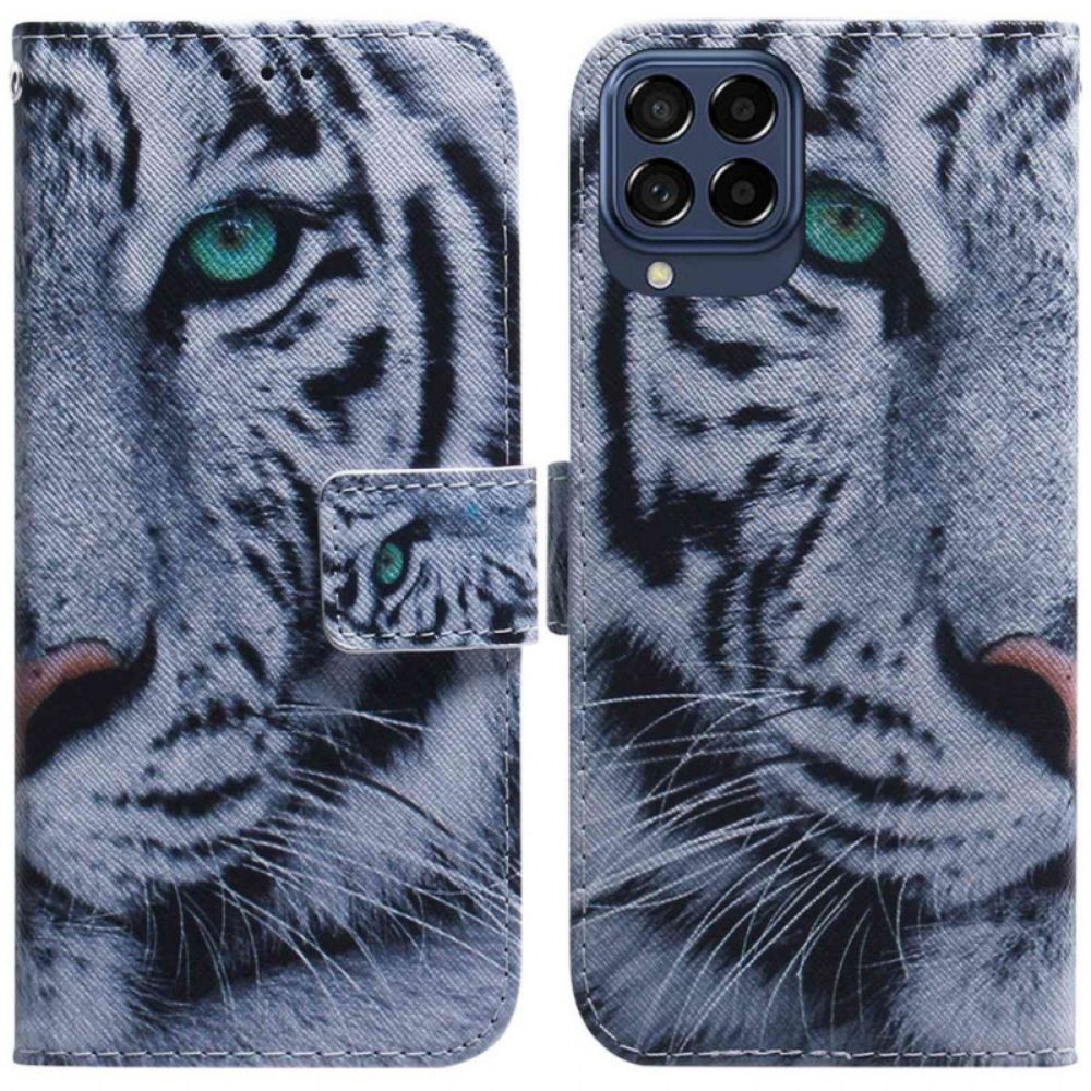 Flip Case Für Samsung Galaxy M33 5G Weißer Tiger