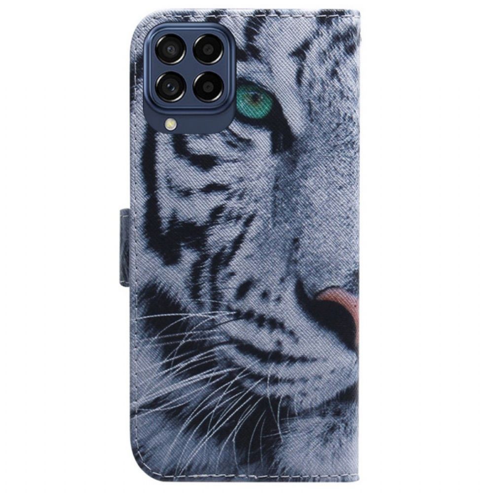 Flip Case Für Samsung Galaxy M33 5G Weißer Tiger