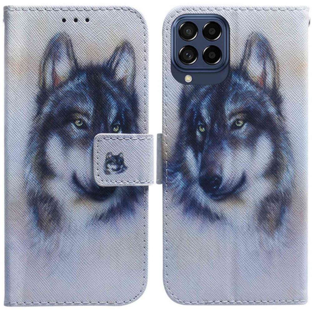 Lederhüllen Für Samsung Galaxy M33 5G Aquarell Hund