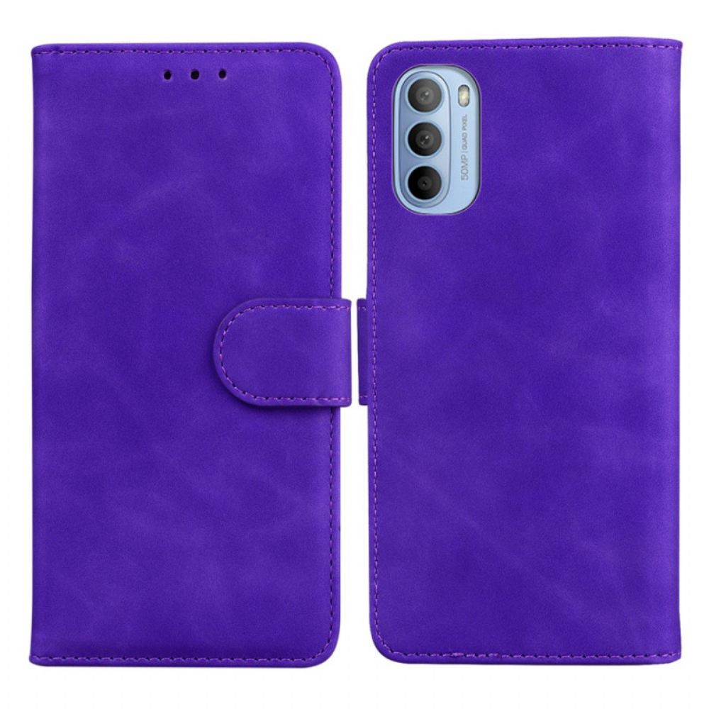 Flip Case Für Moto G31 / Moto G41 Einfarbiger Ledereffekt