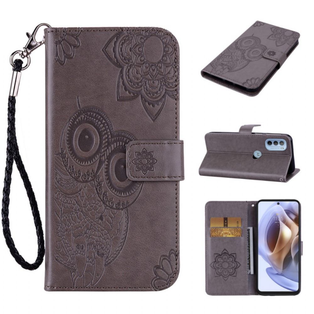 Flip Case Für Moto G31 / Moto G41 Eulen-mandala