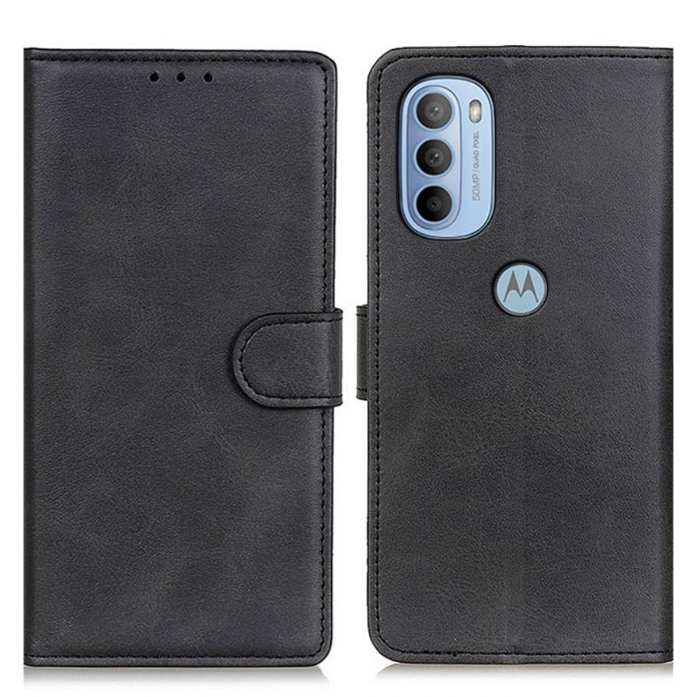 Flip Case Für Moto G31 / Moto G41 Retro-ledereffekt Matt