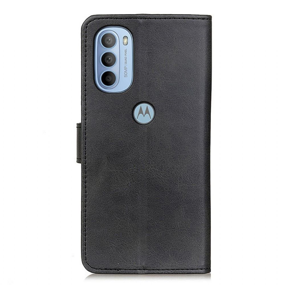 Flip Case Für Moto G31 / Moto G41 Retro-ledereffekt Matt