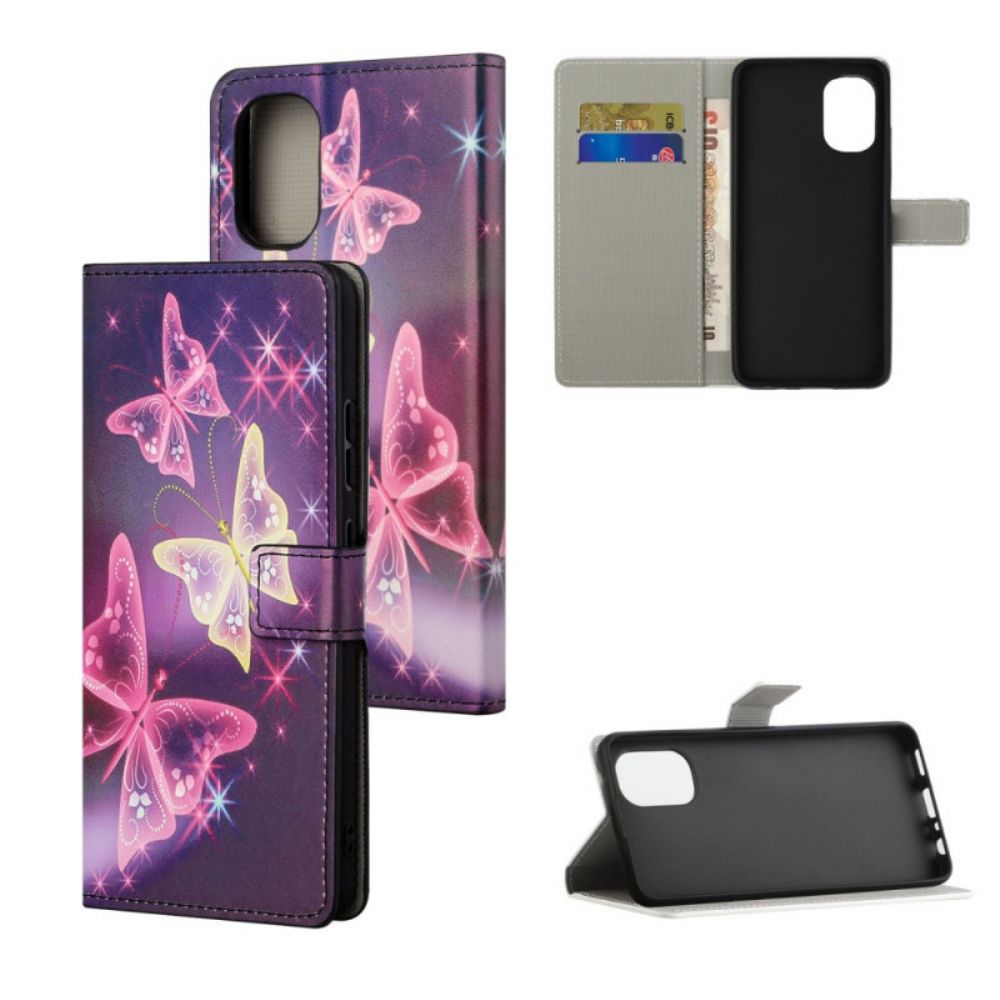 Flip Case Für Moto G31 / Moto G41 Schmetterlinge Und Blumen