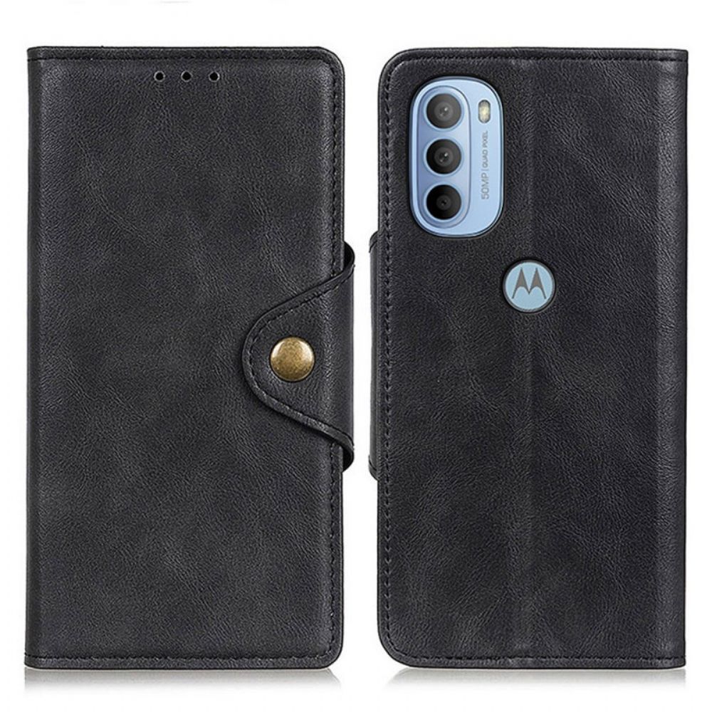 Flip Case Für Moto G31 / Moto G41 Vintage Kunstleder Und Knopf