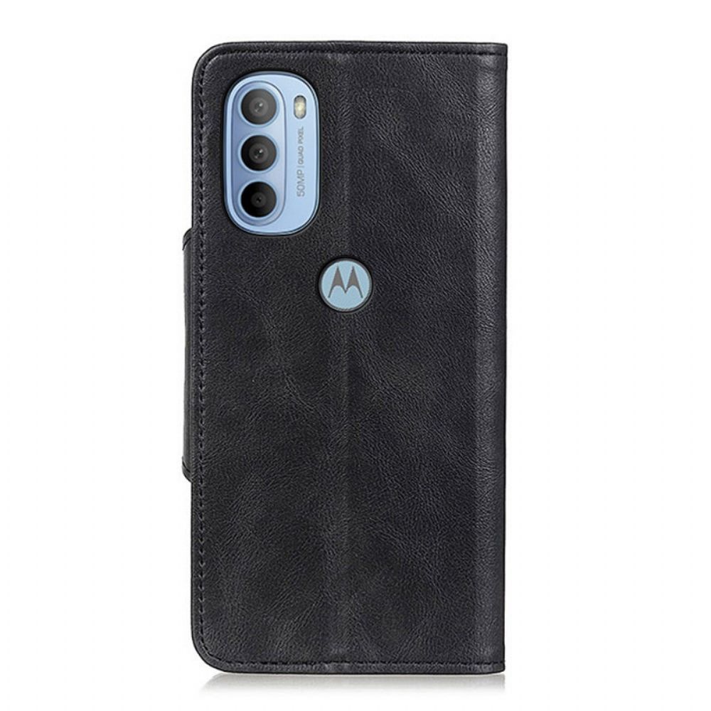 Flip Case Für Moto G31 / Moto G41 Vintage Kunstleder Und Knopf