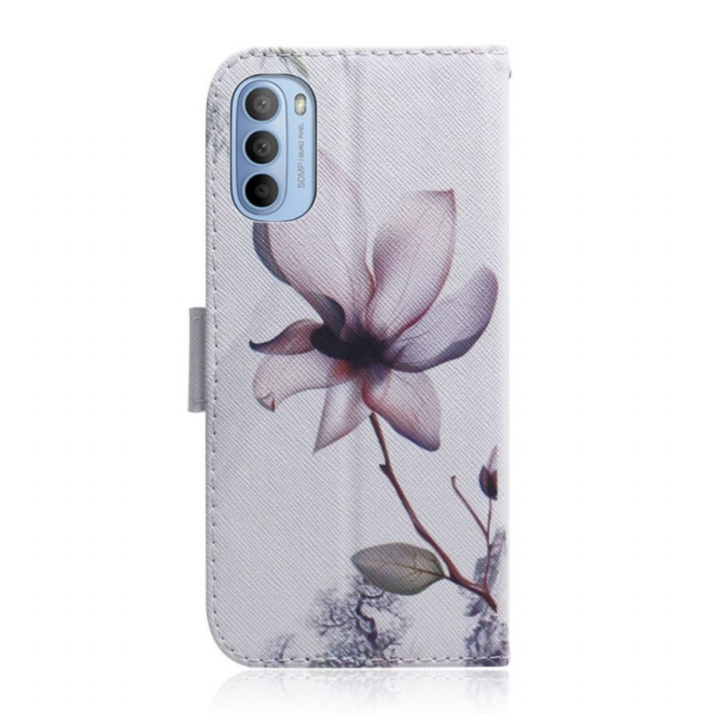 Lederhüllen Für Moto G31 / Moto G41 Alte Rosenblüte