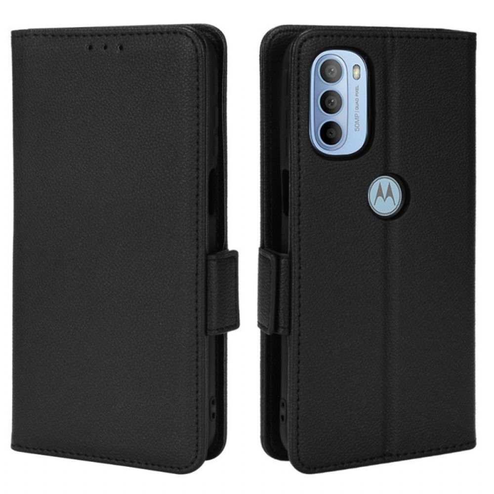 Lederhüllen Für Moto G31 / Moto G41 Flip Case Doppelte Klappe Litschi Neue Farben