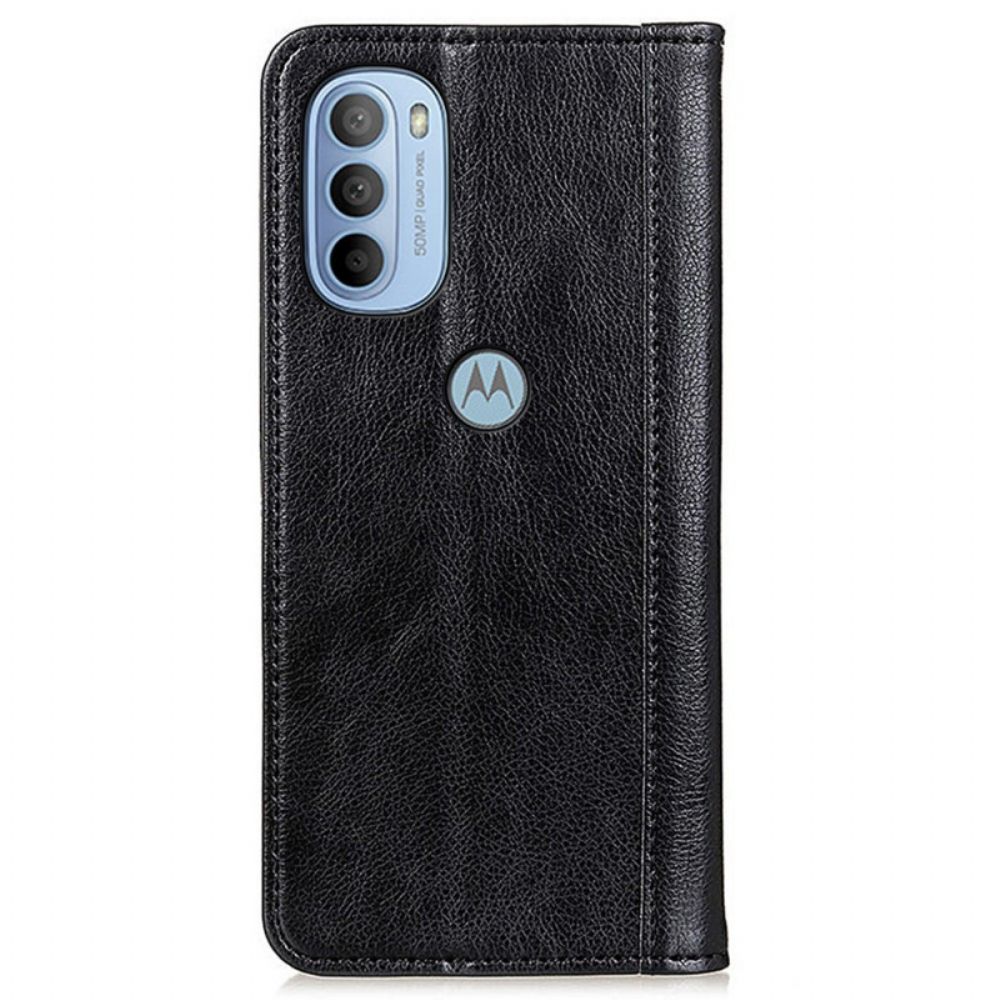 Schutzhülle Für Moto G31 / Moto G41 Flip Case Elegance Litschi-spaltleder