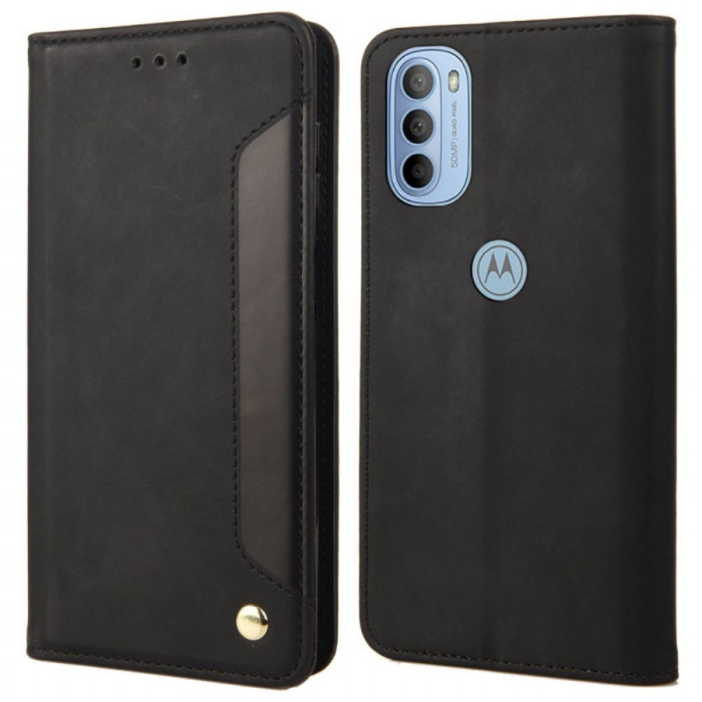 Schutzhülle Für Moto G31 / Moto G41 Flip Case Zweifarbiger Business-ledereffekt