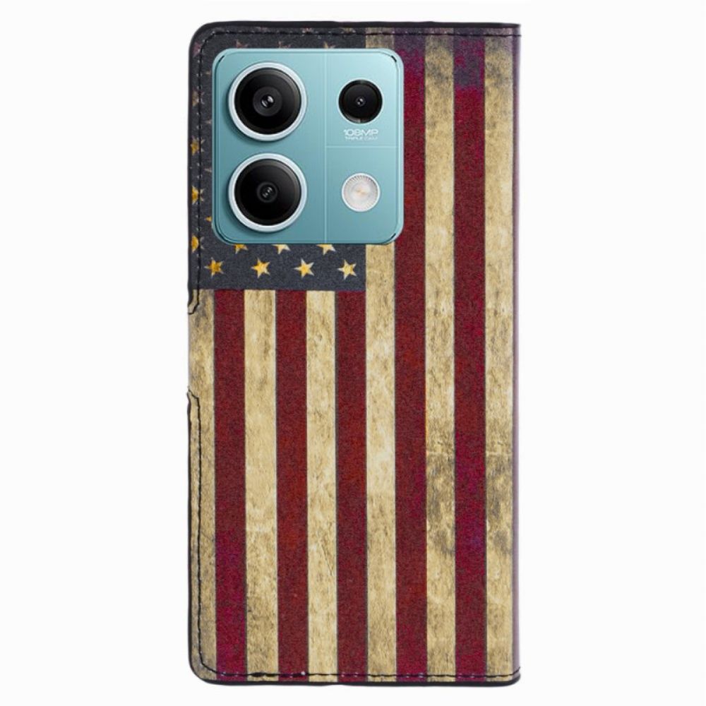 Lederhüllen Für Xiaomi Redmi Note 13 5g Amerikanische Flagge Im Vintage-stil