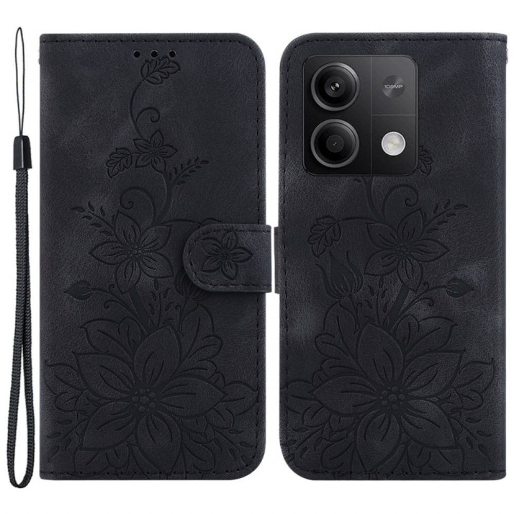 Lederhüllen Xiaomi Redmi Note 13 5g Blumenmuster Mit Riemen