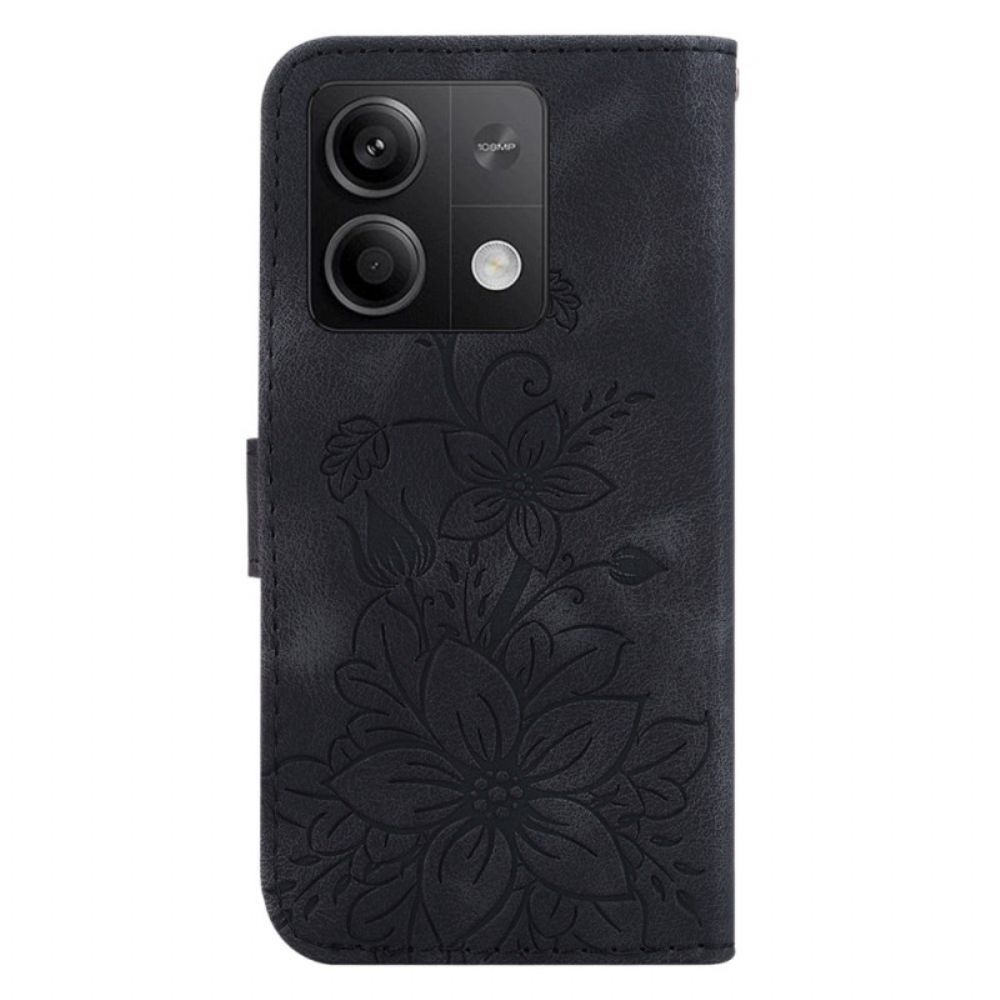 Lederhüllen Xiaomi Redmi Note 13 5g Blumenmuster Mit Riemen